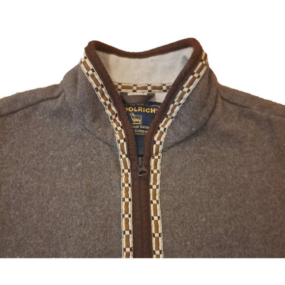 Womens Woolrich Wool Vest Full Zip Pockets Alpine Nordic Brown Lightweight L - Picture 2 of 6